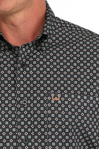 Cinch Men's S/S Arenaflex Geometric Western Button Down Shirt in Dark Navy