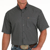 Cinch Men's S/S Arenaflex Geometric Western Button Down Shirt in Dark Navy