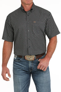 Cinch Men's S/S Arenaflex Geometric Western Button Down Shirt in Dark Navy
