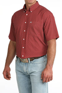 Cinch Men's S/S Arenaflex Print Western Button Down Shirt in Red