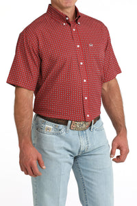 Cinch Men's S/S Arenaflex Print Western Button Down Shirt in Red