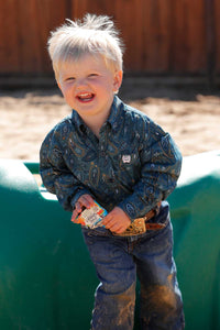 Cinch Baby & Toddler Boy's L/S Blue Paisley Button Down Shirt