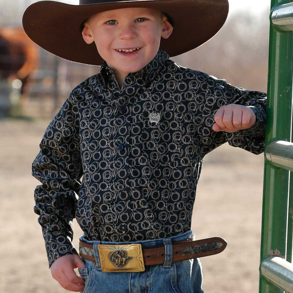 Cinch Baby & Toddler Boy's L/S Rope Lasso Button Down Shirt in Navy