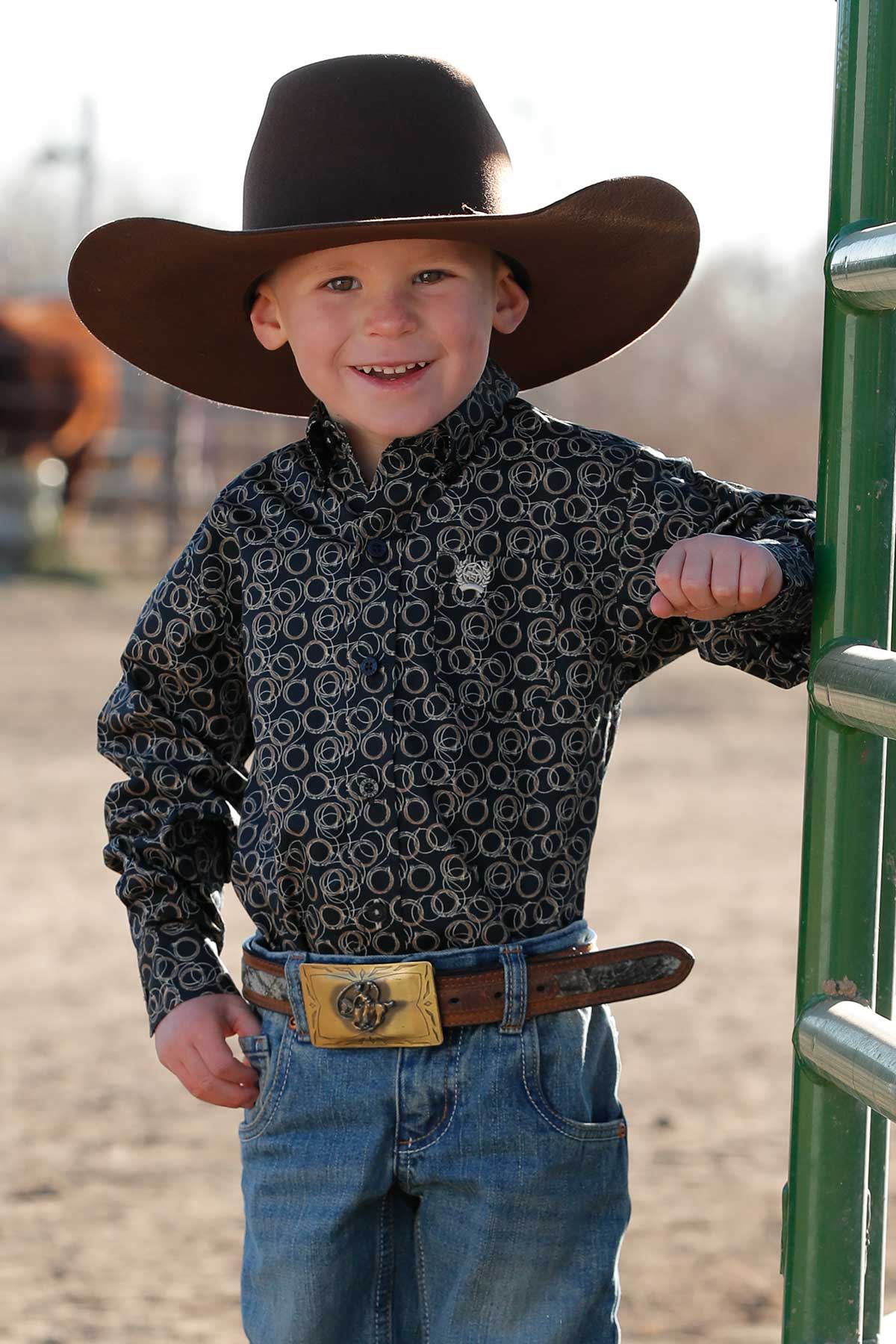 Cinch Baby & Toddler Boy's L/S Rope Lasso Button Down Shirt in Navy