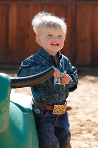 Cinch Baby & Toddler Boy's L/S Blue Paisley Button Down Shirt