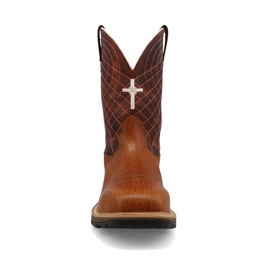 Twisted X Men's Nano Safety Toe Western Work Boot in Umber and Baked Clay