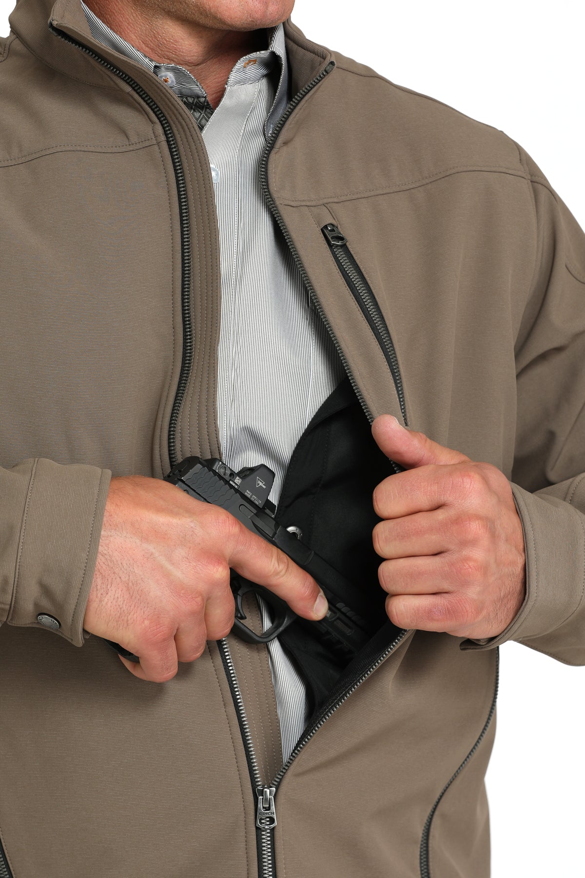 Cinch Men's Concealed Carry Bonded Jacket in Light Brown