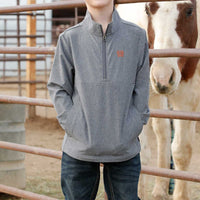 Cinch Youth Boy's Half Zip Windbreaker in Grey