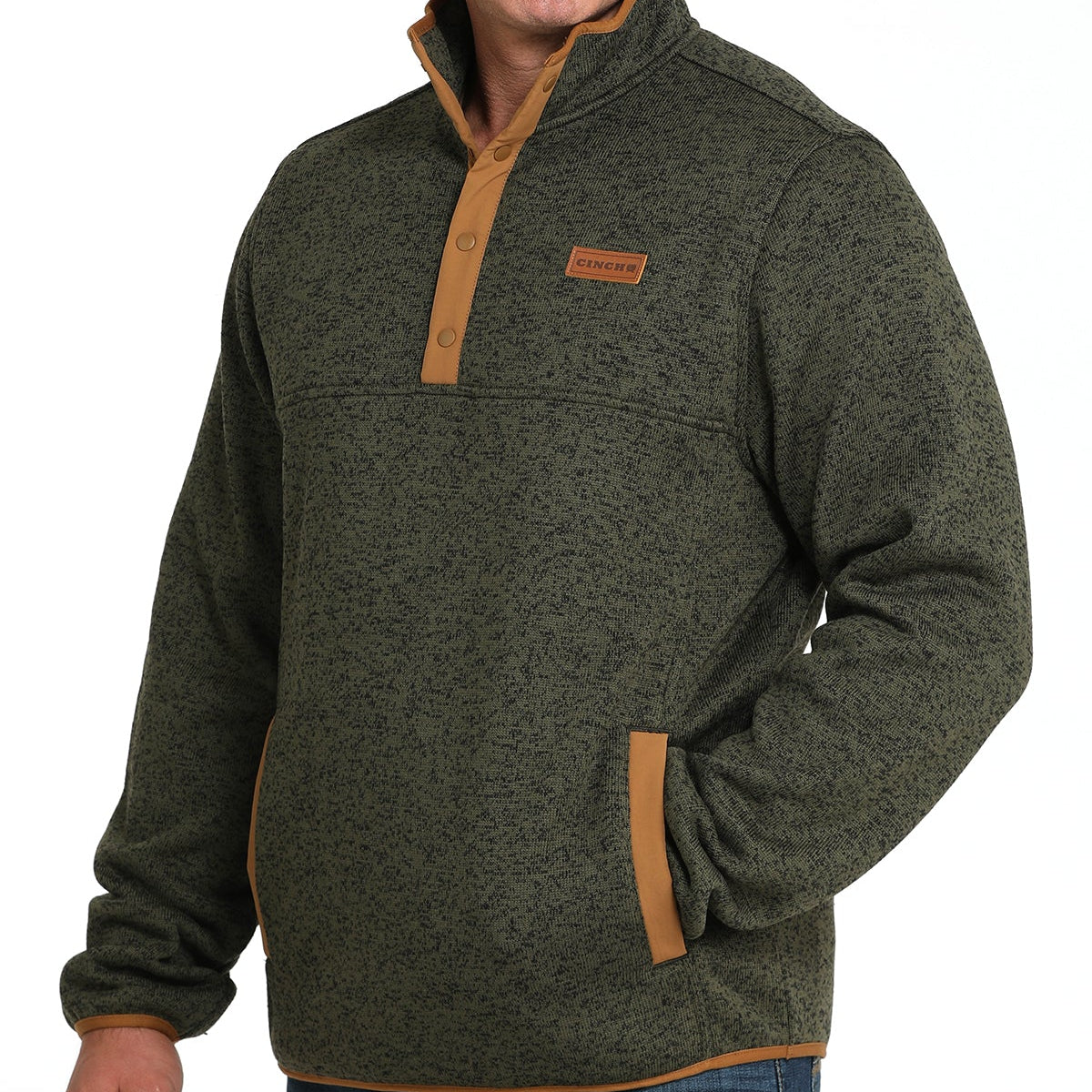 Cinch Men's Quarter Snap Pullover in Olive