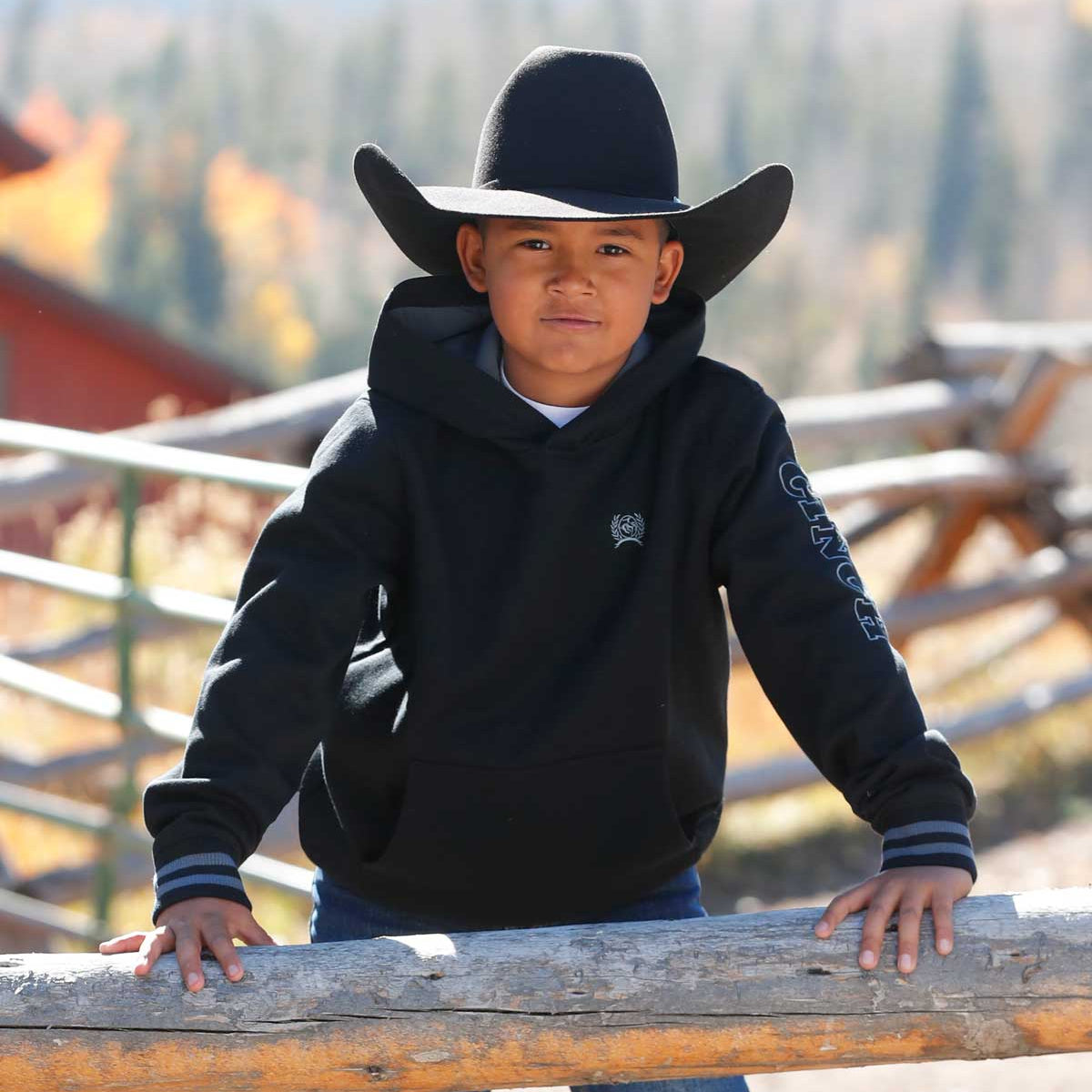Cinch Youth Boy's Jersey Pullover Hoodie in Black