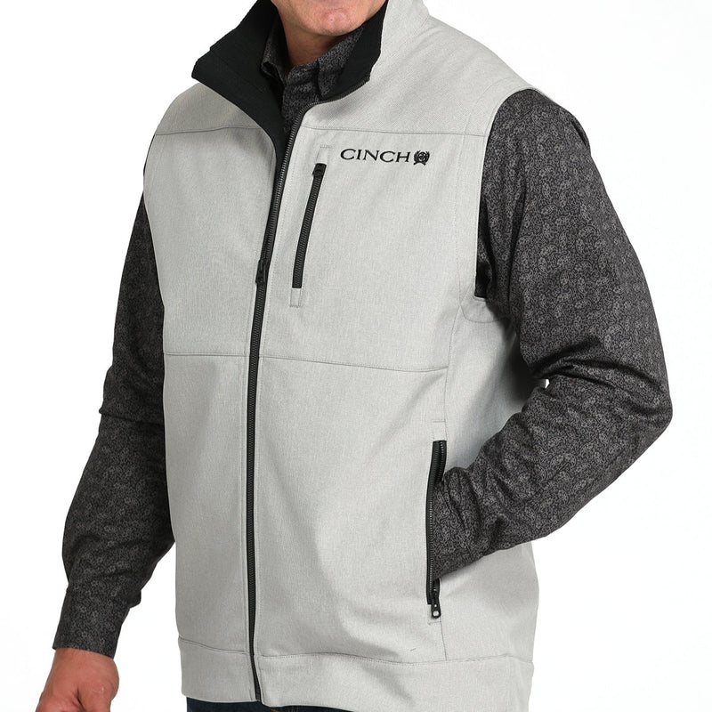 Cinch Men's Textured Bonded Vest in Light Grey
