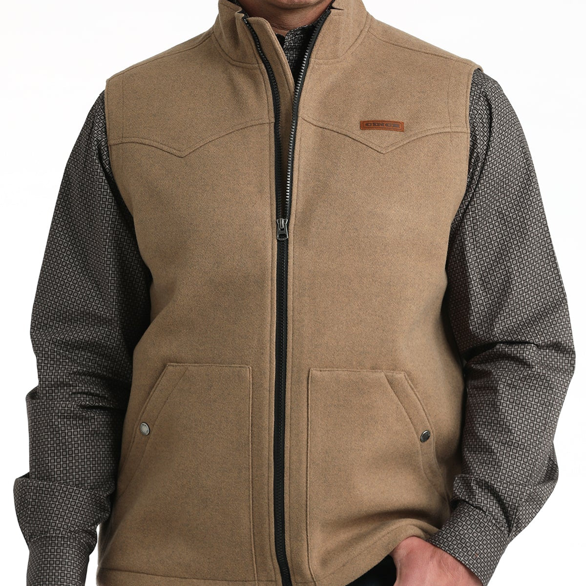 Cinch Men's Brushed Knit Bonded Vest in Khaki