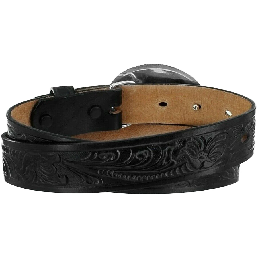 Justin Kid's Campion Black Tooled Belt