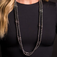 West & Co. Black & Silver Rondelle Beaded Double Strand Necklace