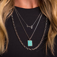 West & Co. Silver Layered Turquoise & Arrows Multi-Chain Necklace