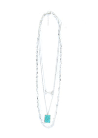 West & Co. Silver Layered Turquoise & Arrows Multi-Chain Necklace