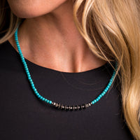 West & Co. Turquoise Beaded Necklace with Silver Disc Accent