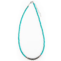 West & Co. Turquoise Beaded Necklace with Silver Disc Accent