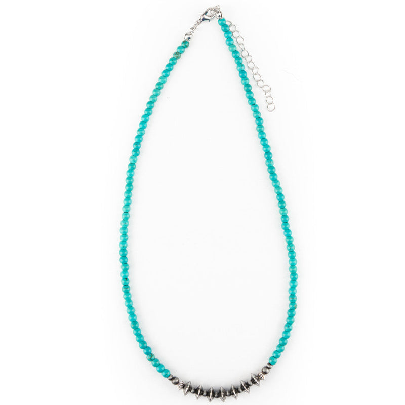 West & Co. Turquoise Beaded Necklace with Silver Disc Accent