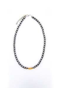West & Co. Navajo Inspired Beaded Necklace with Burnished Gold Disc Accent