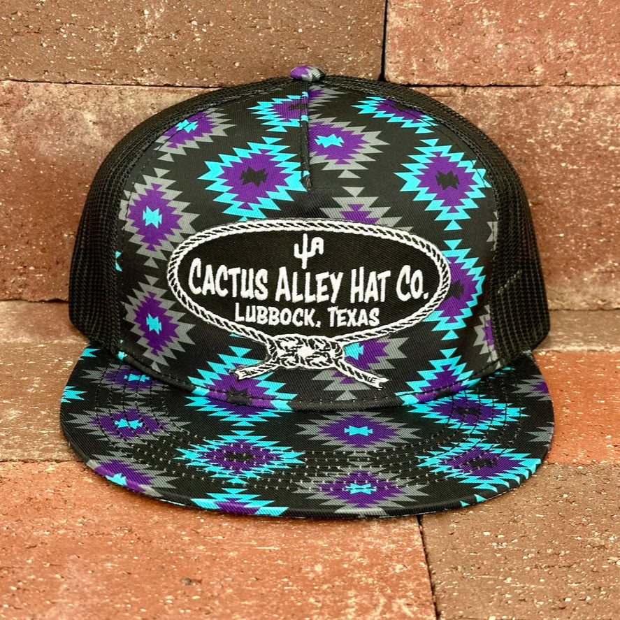 Cactus Alley Hat Co "Neck Rope" Trucker Cap in Purple Aztec