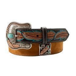 Nocona Women's Hand Tooled Feathered Concho Belt