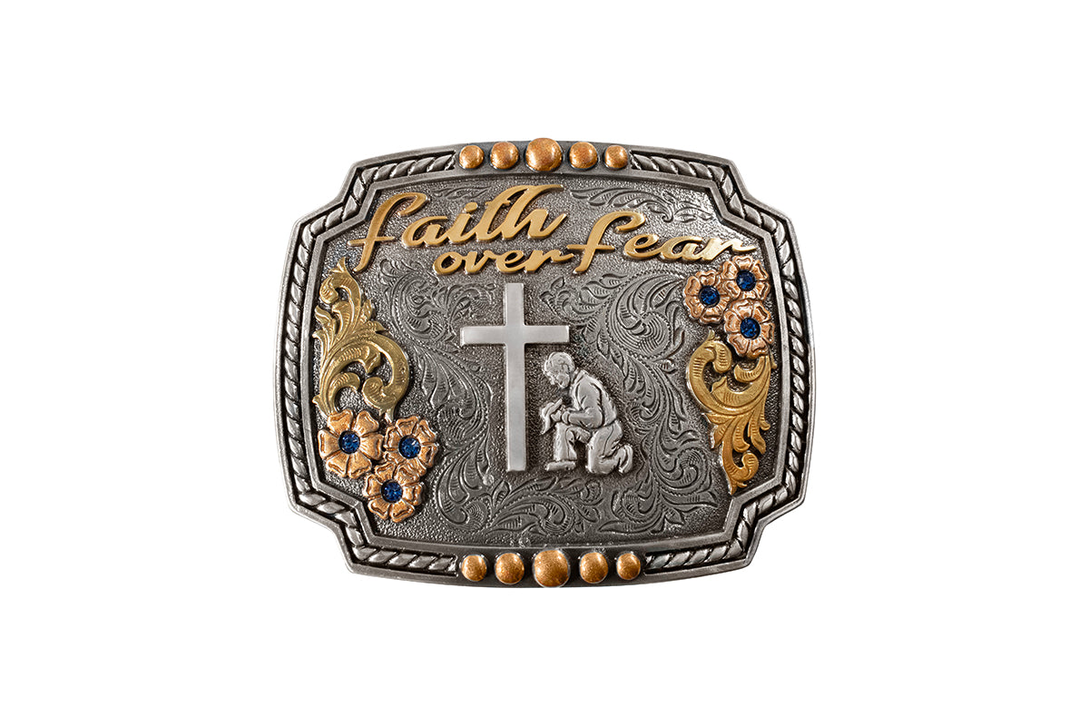 Nocona Multi Color Faith over Fear Cross Belt Buckle