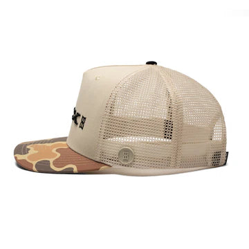 BEX Outrider True Trucker Hat in Bone/Mohave Camo
