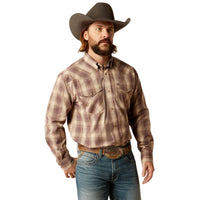 Ariat Men's Pro Series Rex L/S Classic Fit Western Snap Shirt in Brown Plaid