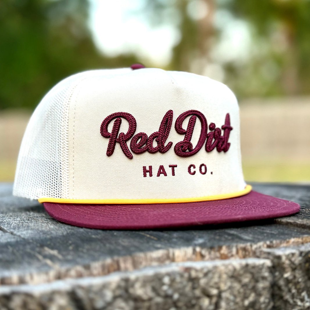 Red Dirt Hat Co. "Cowboy Roy" Rope Hat in Maroon/Khaki