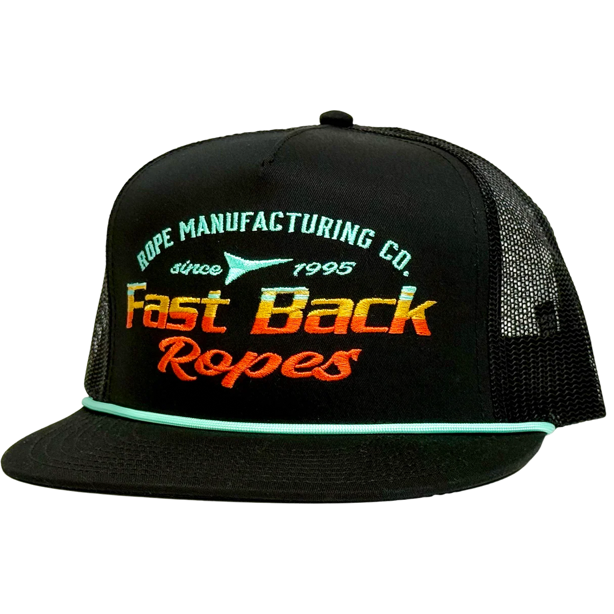 Fast Back Men's "Horizon" Embroidered Trucker Cap in Black