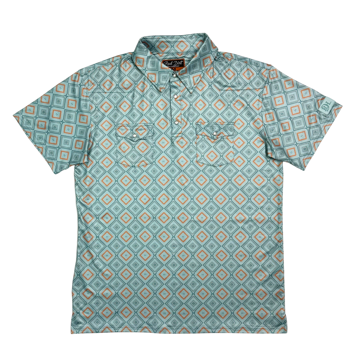Red Dirt Hat Co. Men's S/S Cowboy Casual Polo in Blue Tribal
