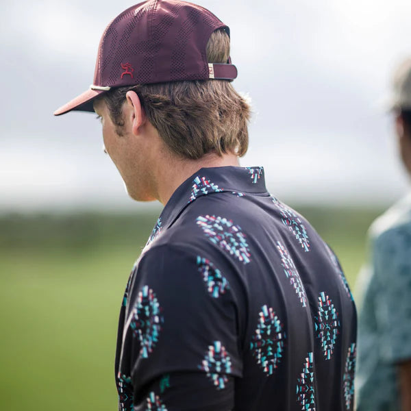 Hooey Men's "The Weekender" Short Sleeve Aztec Golf Polo in Black