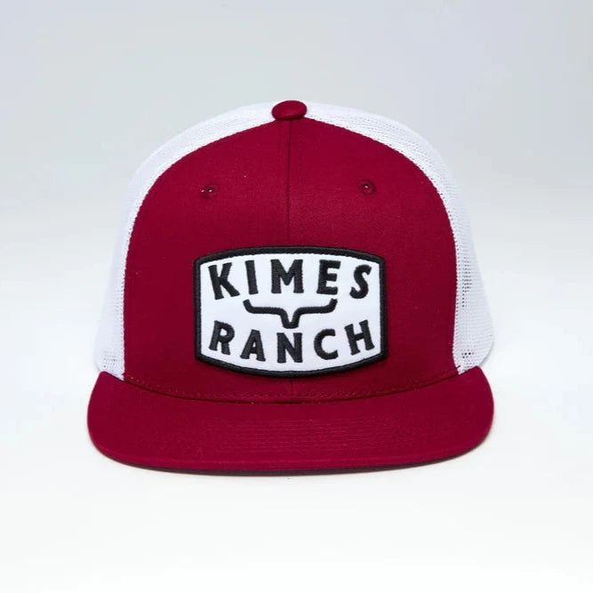 Kimes Ranch Roy Trucker Cap in Red & White