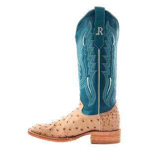 R. Watson Women's Full Quill Ostrich Boot in Sand Bruciato