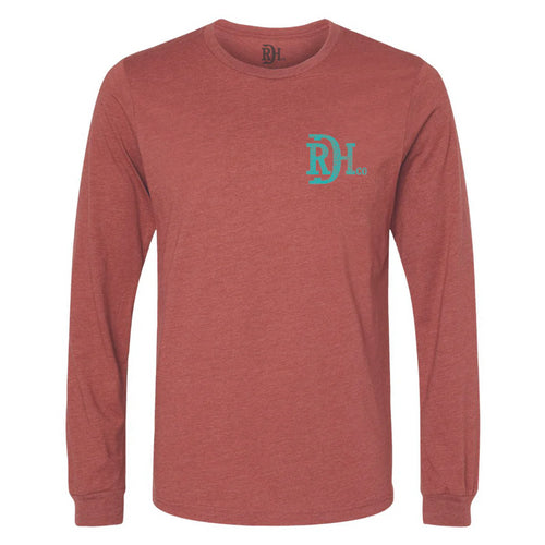 Red Dirt Hat Co. "High Noon" Long Sleeve Graphic T-Shirt in Heather Rust