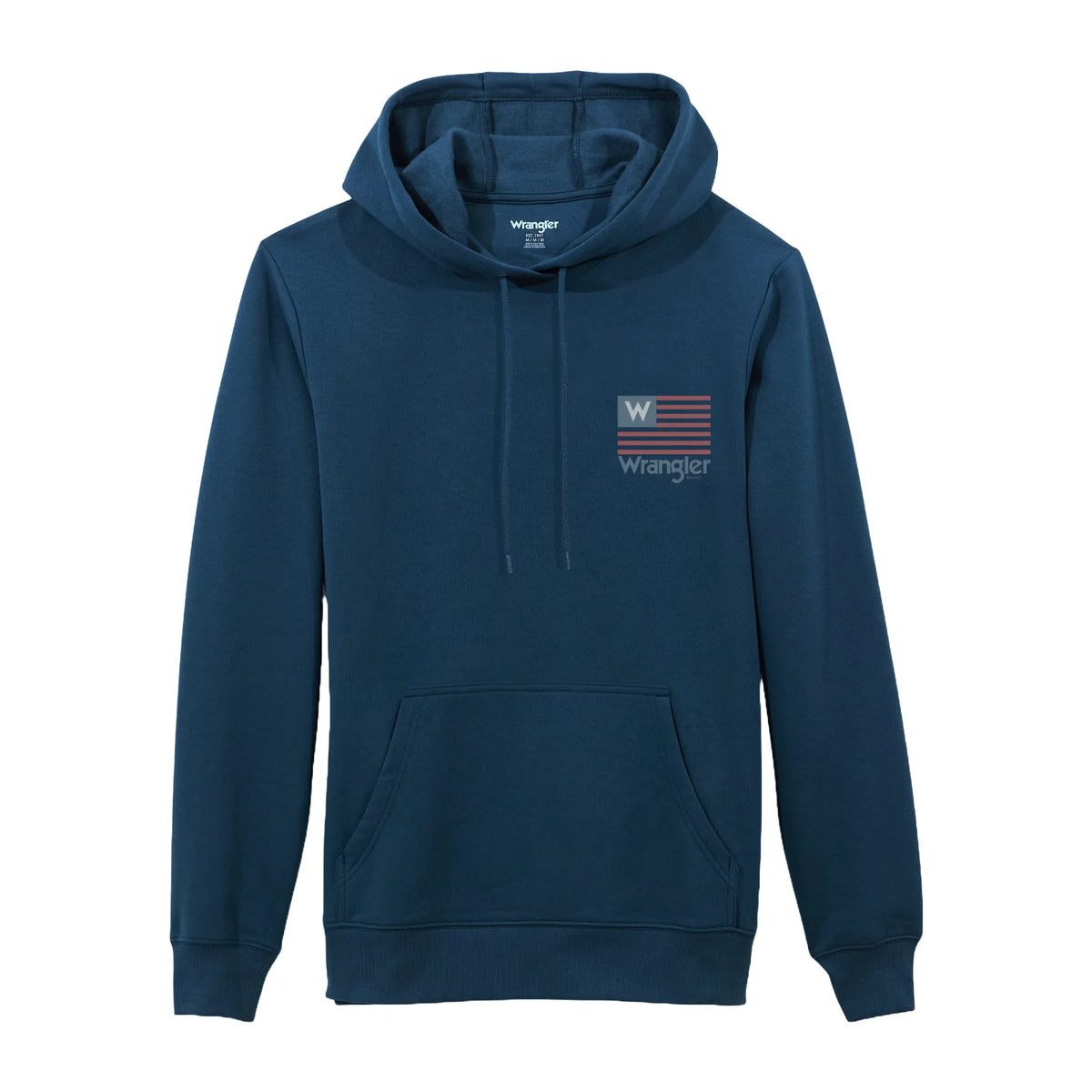 Wrangler Men's American Flag Graphic Logo Pullover Hoodie in Navy