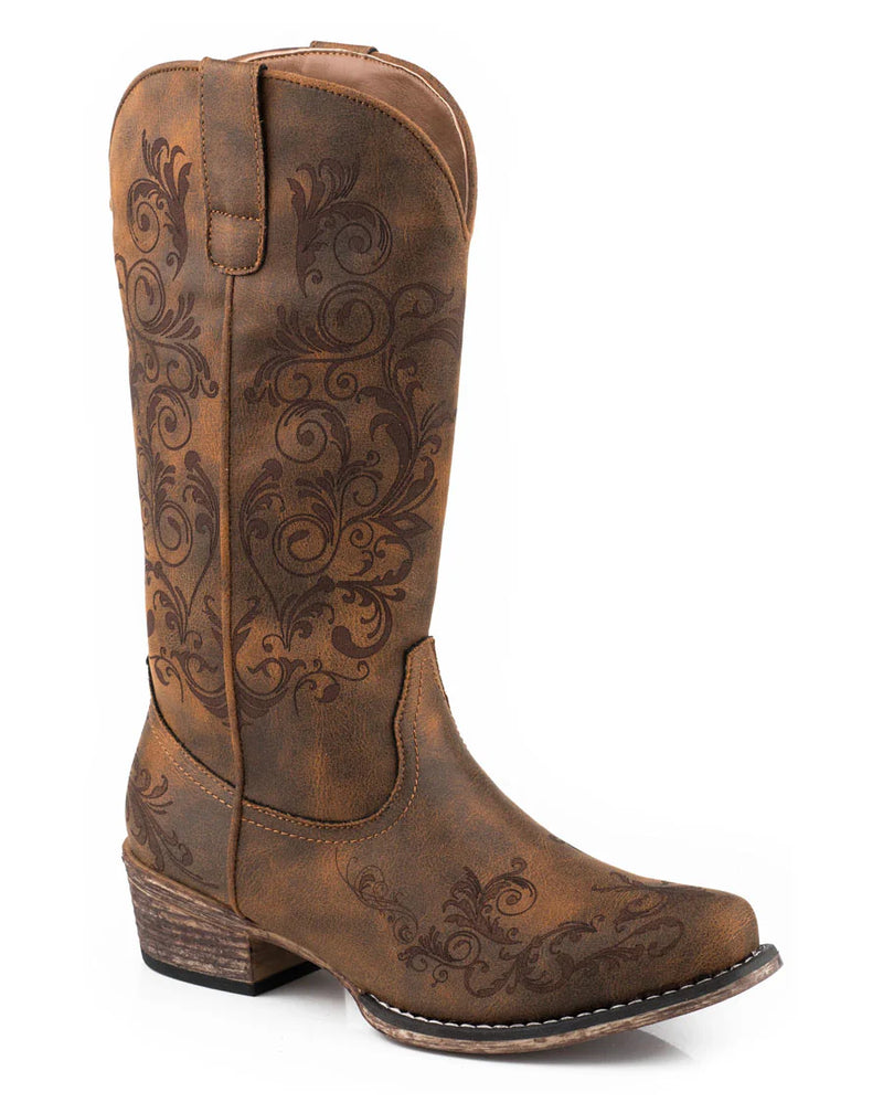 Roper Women's Tall Stuff Snip Toe Boot in Tan