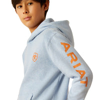 Ariat Youth Boy's Logo Hoodie in Light Blue Heather