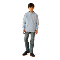 Ariat Youth Boy's Logo Hoodie in Light Blue Heather