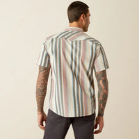 Ariat Men's S/S Southwest Stripe Hughie Retro Fit Western Button Down Shirt in Grey (Available in Tall Sizes)