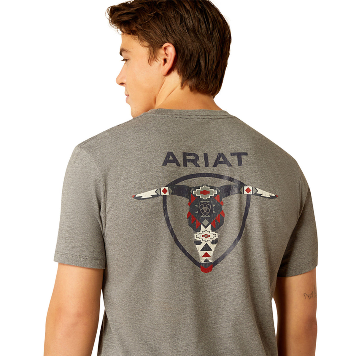 Ariat Men's Southwestern Longhorn Graphic T-Shirt in Graphite Heather