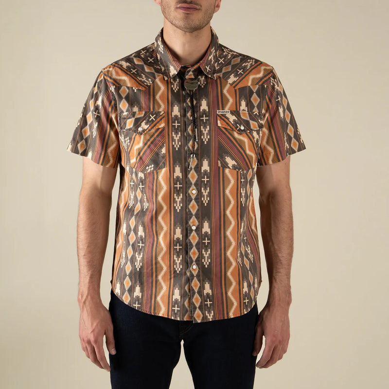 Sendero Provisions Co. Men's S/S The Wyatt Pearl Snap Serape Shirt in Tempe Stripe