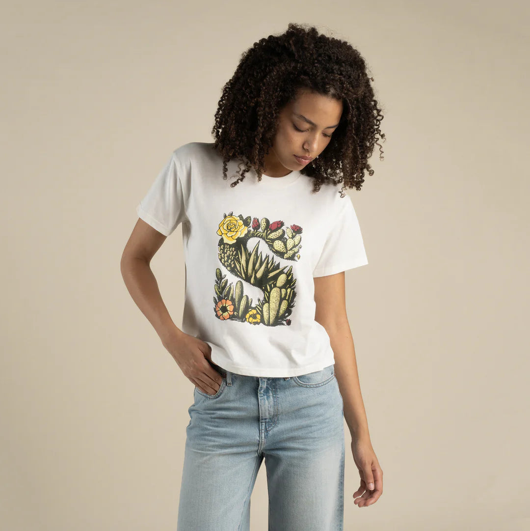 Sendero Provisions Co. Women's Desert Mark Boxy Tee in Vintage White