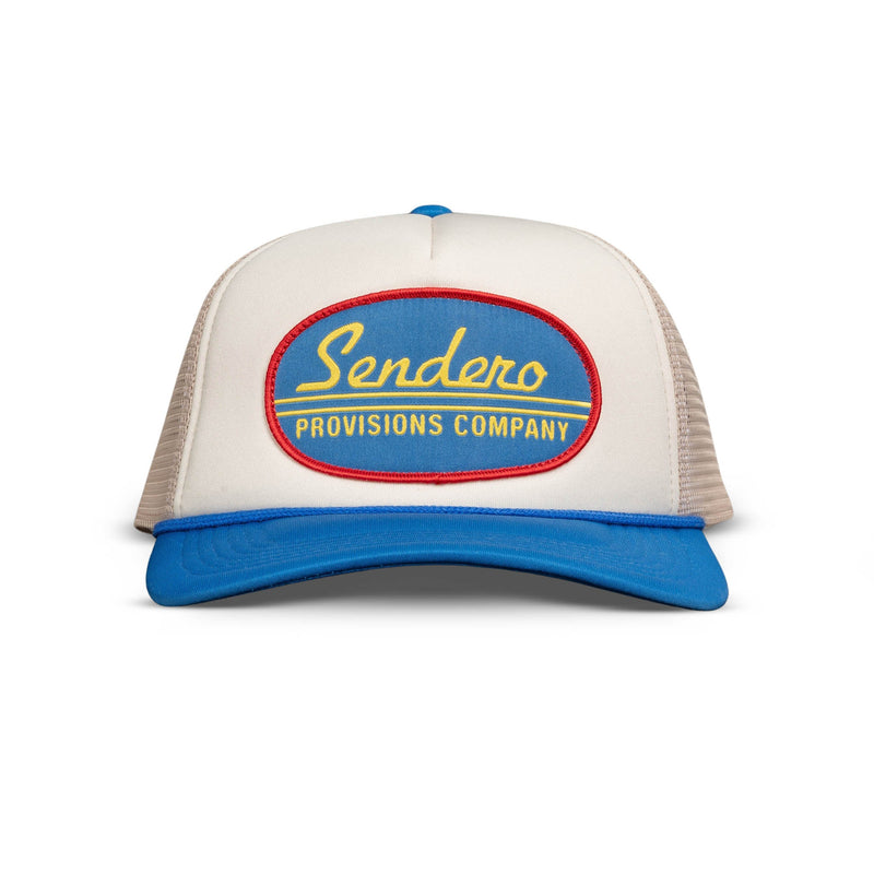 Sendero Provisions Co. "Country Store" Snapback Hat in Cream & Blue