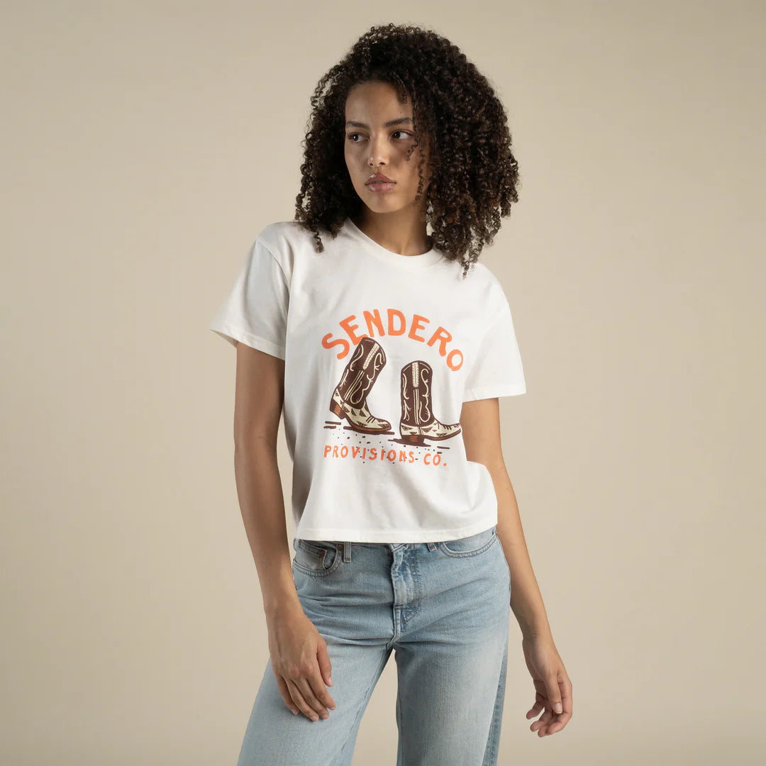 Sendero Provisions Co. Women's High Stepper Boxy Tee in Vintage White