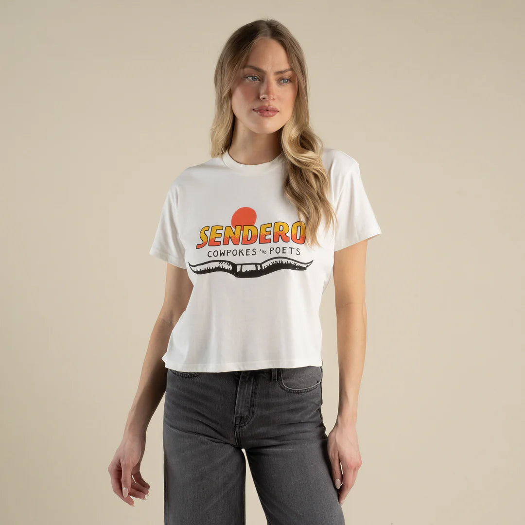 Sendero Provisions Co. Women's Cowpokes and Poets Boxy Tee in Vintage White