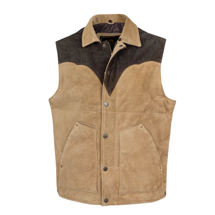 STS Ranchwear Men's Oliver Suede Leather Vest in Camel and Chocolate