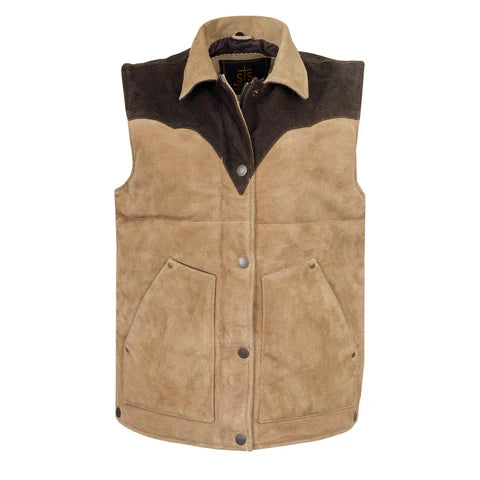 STS Ranchwear Women's Oliver Suede Leather Vest in Camel and Chocolate
