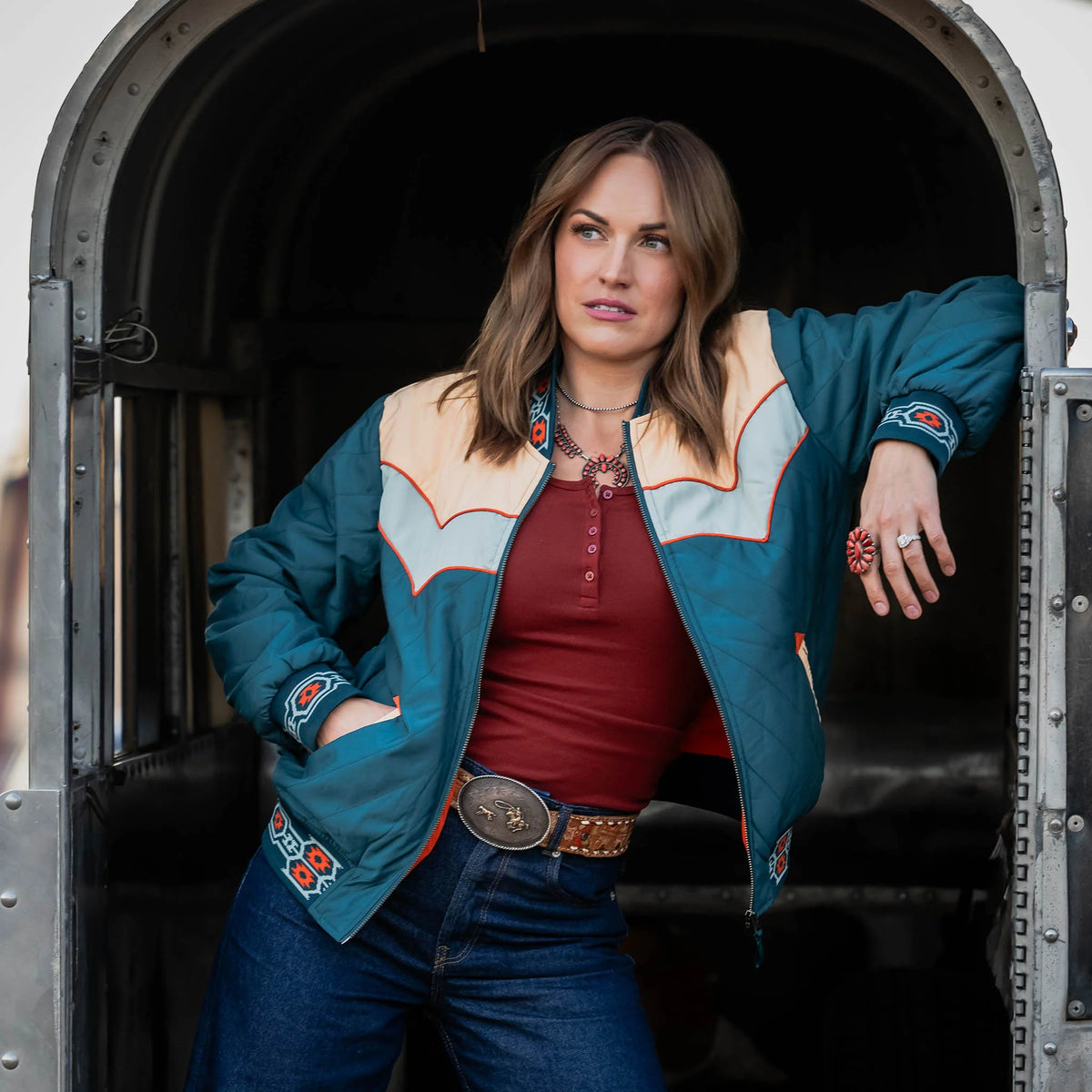 STS Ranchwear Women's Salinas Bomber Jacket in Teal